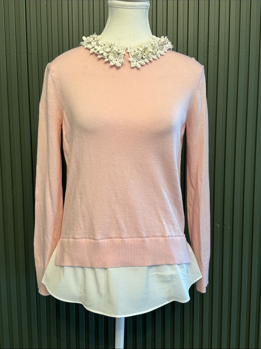 Ted Baker London Pale Pink Floral-Collar Layered Sweater